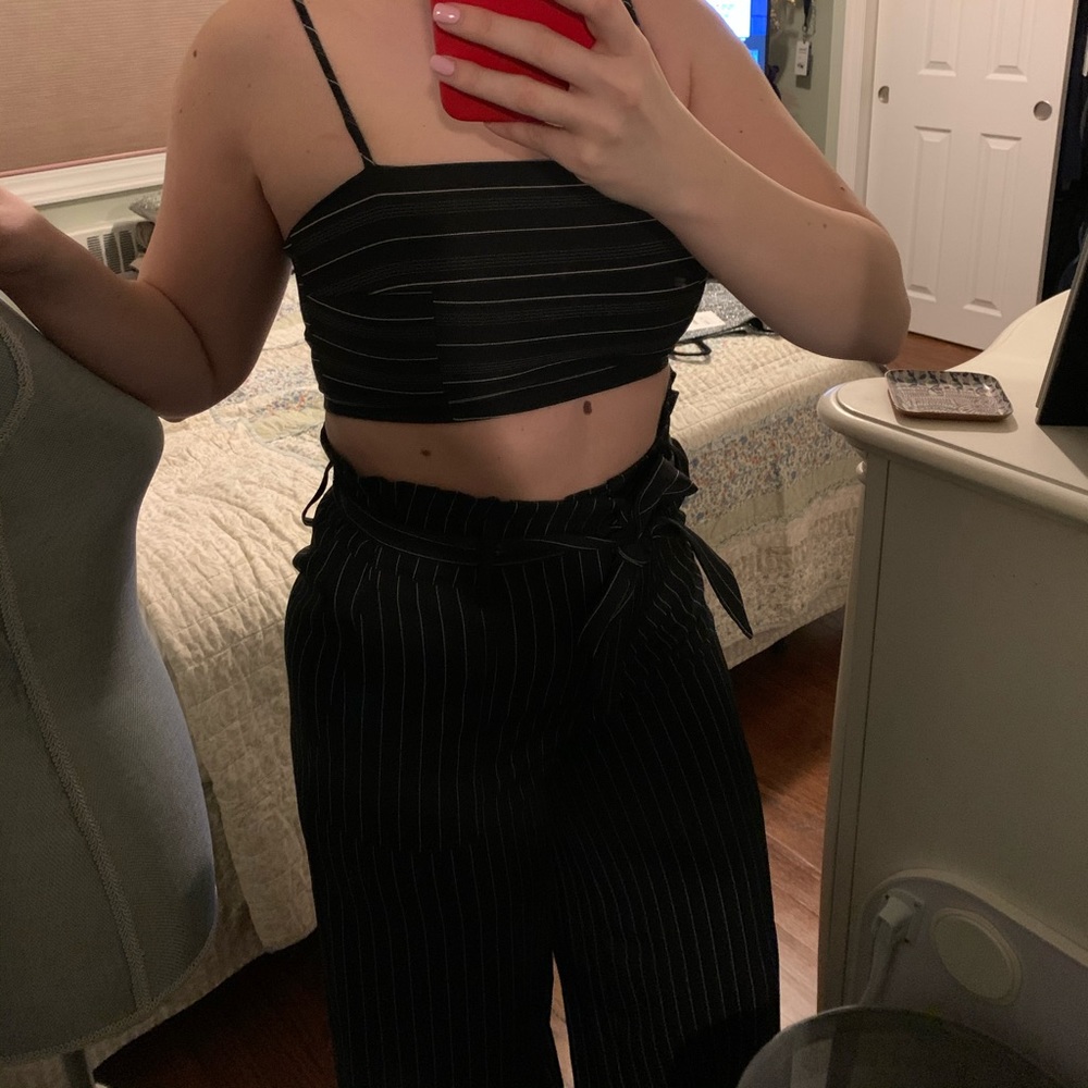 Black Stripped Two Piece Set New Without Tags - image 1